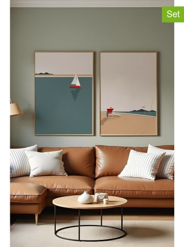 Wallity 2-delige set: ingelijste kunstdrukken - (L)70 x (B)50 cm