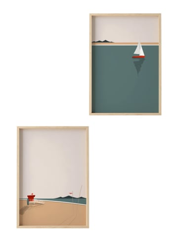 Wallity 2-delige set: ingelijste kunstdrukken - (L)70 x (B)50 cm
