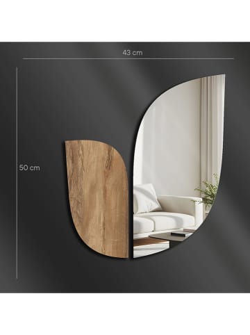 ABERTO DESIGN Spiegel in Silber/ Hellbraun - (B)43 x (H)50 cm
