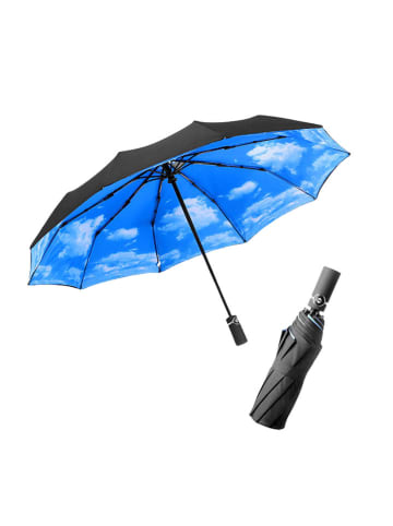 Le Monde du Parapluie Taschenschirm in Schwarz/ Blau - Ø 105 cm