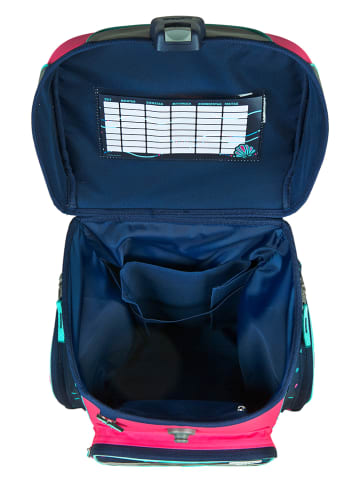 SCOOLI 5tlg. Schulranzen-Set "Dotty Dolphin" in Dunkelblau/Pink