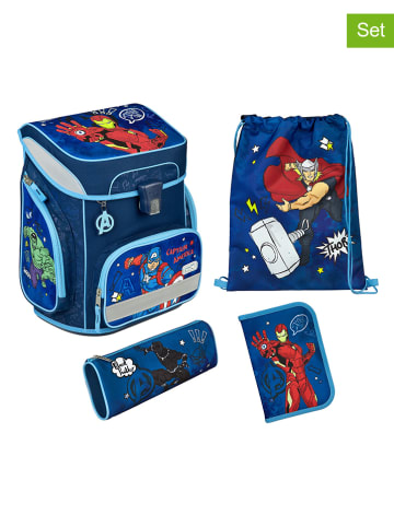 SCOOLI 5tlg. Schulranzen-Set "Avengers" in Blau - (H)36,5 x (B)33,0 x (T)29,0 cm