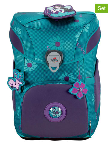 DerDieDas 6tlg. Schulranzen-Set "ErgoFlex Easy - Fairy Flower" in Türkis