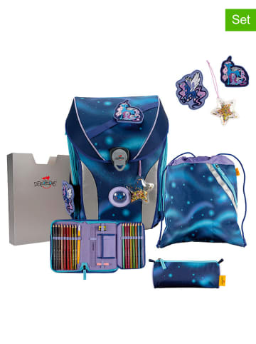 DerDieDas 5tlg. Schulranzen-Set " ErgoFlex Max - Luna" in Dunkelblau