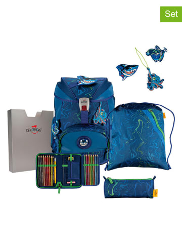 DerDieDas 7tlg. Schulranzen-Set "ErgoFlex Superflash" in Blau