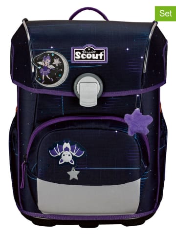 Scout 5tlg. Schulranzen-Set "Neo Set Safety Light - Spokey Starlight" in Dunkelblau