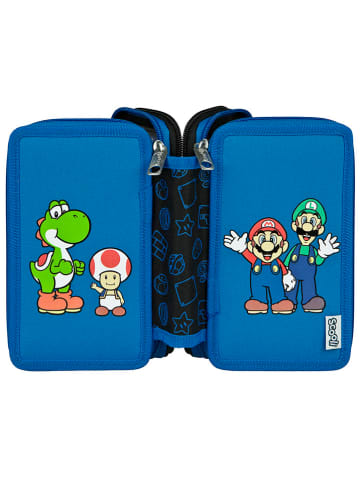 SCOOLI Piórnik "Super Mario" w kolorze niebieskim z akcesoriami