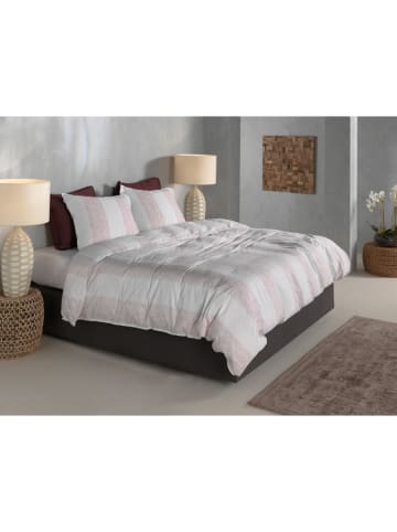 Zo!Home Mako-Satin-Bettwäsche-Set "Tratti di Satinado" in Weiß/ Rosa