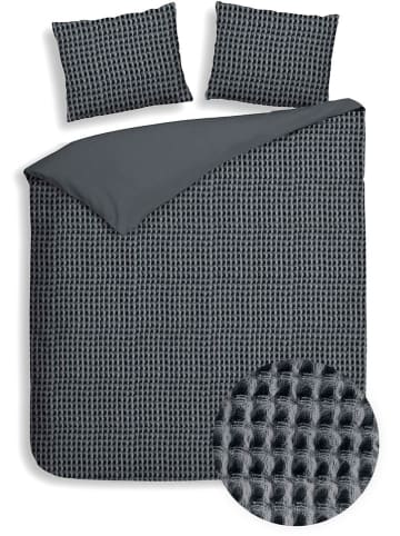 Heckett Lane Komplet pościeli perkalowej "Vafala" w kolorze antracytowym