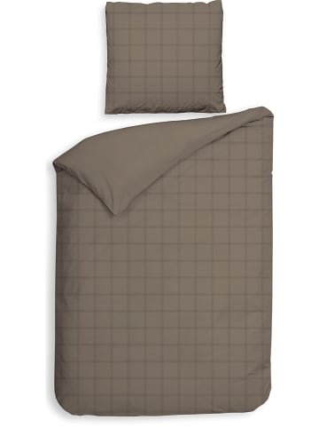 Heckett Lane Satin-Bettwäsche-Set "Diamante" in Braun/ Grau