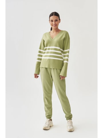TATUUM Pullover in Grün/ Weiß