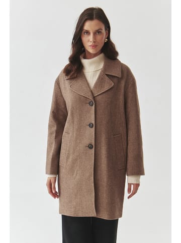 TATUUM Wełniany płaszcz "Sewro" w kolorze jasnobrązowym