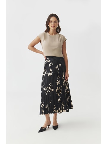 TATUUM Plisseerock in Schwarz/ Creme