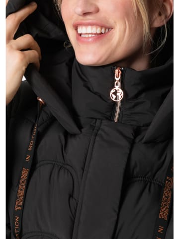 Timezone Doorgestikte mantel zwart