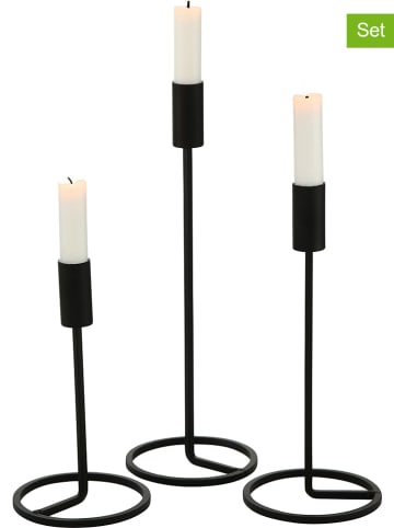 Boltze 3er-Set: Kerzenständer "Fio" in Schwarz