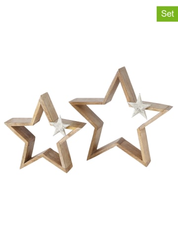 Boltze 2er-Set: Dekoaufsteller "Arbusta" in Hellbraun