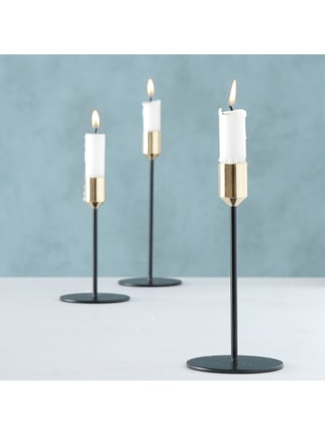 Boltze 3er-Set: Kerzenhalter ''Marko'' in Schwarz/ Gold