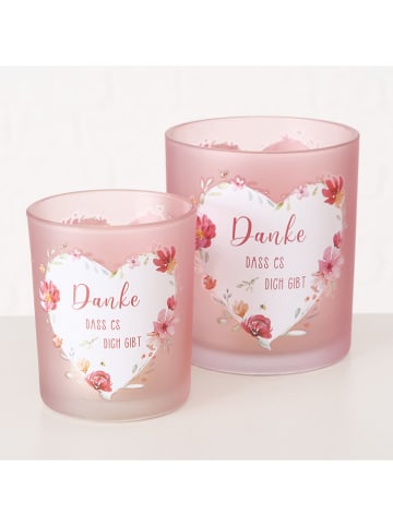 Boltze 6er-Set: Windlichter "Elsie" in Rosa