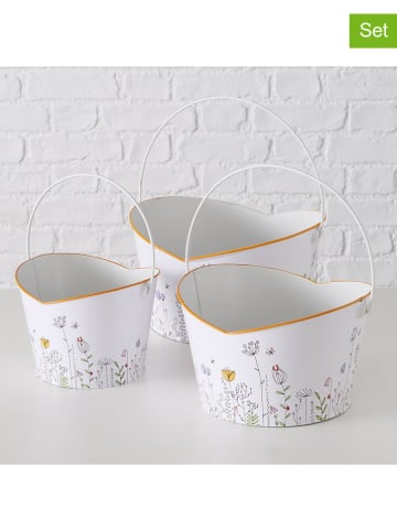 Boltze Osłonki (3 szt.) "Kamilla" w kolorze biało-pomarańczowym na doniczki