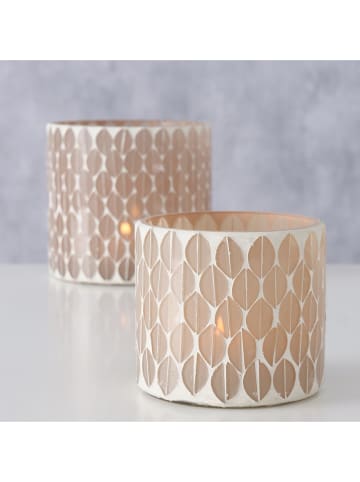 Boltze 2er-Set: Windlichter "Lepida" in Beige