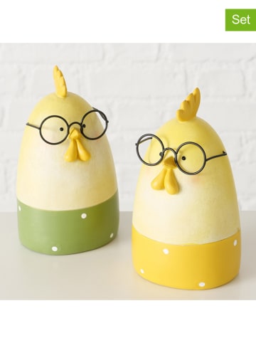 Boltze Figurki dekoracyjne (2 szt.) "Cluedy" w kolorze żółto-zielonym - wys. 15 cm