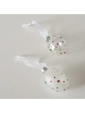 Boltze Zawieszki dekoracyjne (2 x 4 szt.) "Lavina" ze wzorem - wys. 6 cm