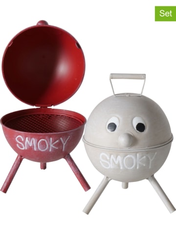 Boltze 2er-Set: Sturmaschenbecher "Junior" in Rot/ Grau - (H)20 x Ø 13,5 cm