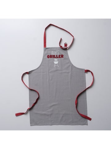 Boltze 2er-Set: Schürzen "Grillzeit" in Rot/ Hellgrau - (L)84 x (B)60 cm