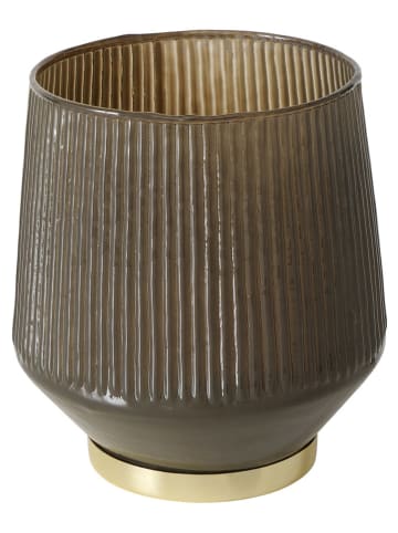 Boltze Windlicht ''Wrann'' in Taupe - (H)12 x Ø 13 cm