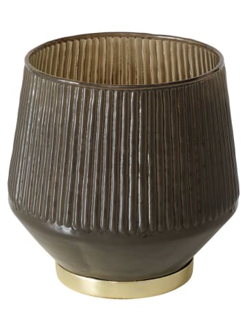 Boltze Windlicht ''Wrann'' in Taupe - (H)12 x Ø 12 cm