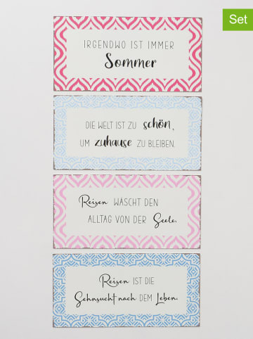 Boltze 4er-Set: Schild "Elena" in Hellblau/ Rosa/ Türkis - (B)40 x (H)20 cm