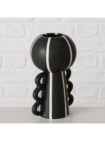 Boltze Vase ''Nanuka'' in Schwarz/ Weiß - (H)14,5 cm