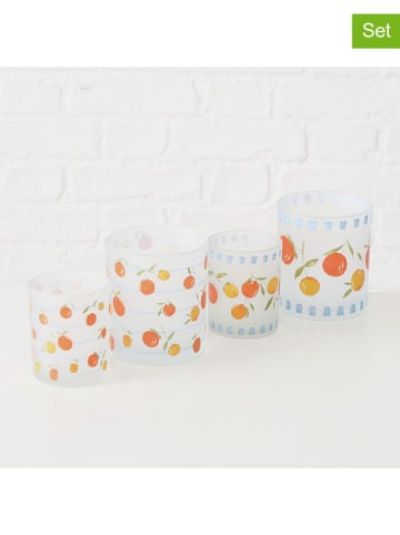 Boltze 4er- Set: Windlichter "Fruits" in Orange/ Gelb/ Hellblau