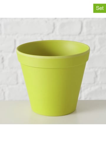 Boltze 2er-Set: Übertöpfe "Giardino" in Grün - (H)9,5  Ø 11 cm