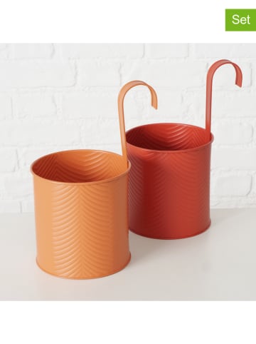 Boltze 2er-Set: Übertöpfe "Riana" in Rot/ Orange - (H)28  Ø 16 cm