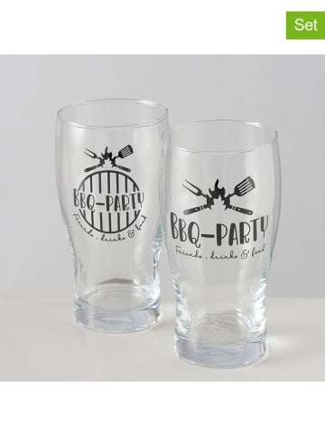 Boltze 2er-Set: Biergläser "BBQ" in Ohne Farbe/ Schwarz - (H)16 x  Ø 8 cm