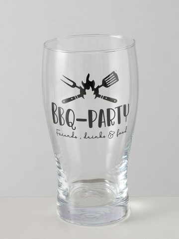 Boltze 2er-Set: Biergläser "BBQ" in Ohne Farbe/ Schwarz - (H)16 x  Ø 8 cm