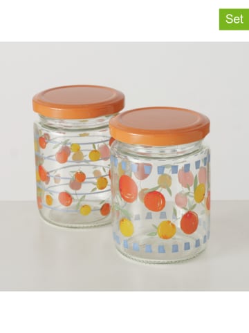 Boltze Słoiki (2 szt.) "Fruits" w kolorze żółto-pomarańczowym - 240 ml