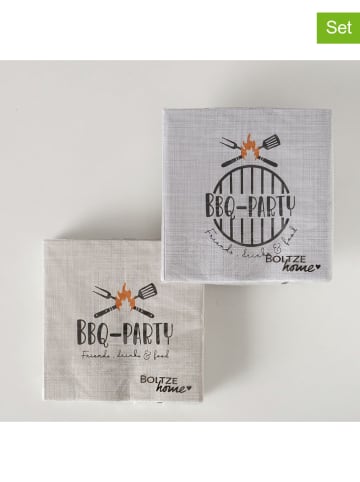 Boltze 2er-Set: Servietten "BBQ" in Beige/ Grau - 2x 20 Stück