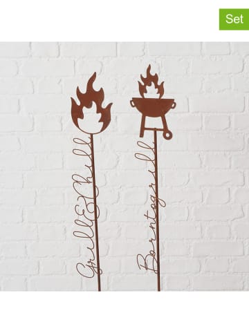 Boltze 2er-Set: Gartenstäbe "BBQ" in Braun - (H)118 cm