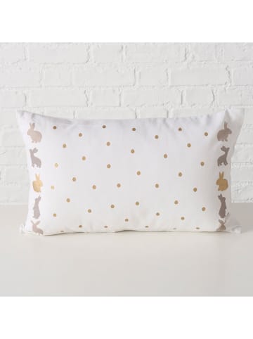 Boltze Kissen "Tinka" Weiß/ Grau/ Gold - (L)50 x (B)30 cm
