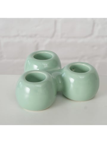 Boltze 2er-Set: Kerzenleuchter "Ronda" in Grün/ Mint - (H)3,5 cm