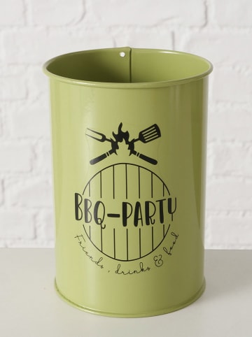 Boltze 2er-Set: Utensilienhalter "BBQ" in Grün/ Rot - (H)15 x Ø 10,5 cm