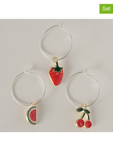 Boltze 3er-Set: Glasmarkierer "Layla" in Rot/ Grün - (L)4,5 cm