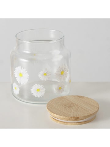 Boltze Vorratsglas "Daisy" in Transparent/ Weiß/ Hellbraun - (H)11 x Ø 10 cm