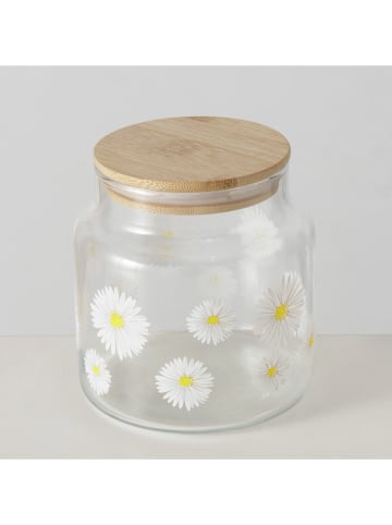 Boltze Vorratsglas "Daisy" in Transparent/ Weiß/ Hellbraun - (H)11 x Ø 10 cm