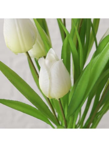 Boltze Dekostrauß "Tulpe" in Grün/ Weiß - (H)31 cm