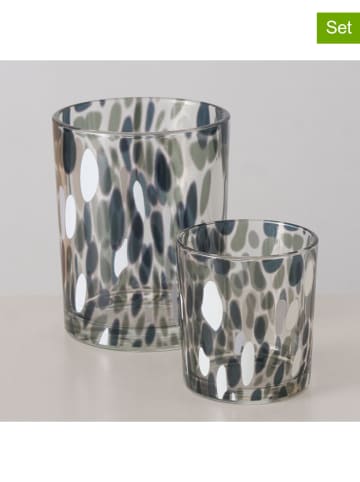 Boltze Świeczniki (2 szt.) "Dotty" w kolorze biało-zielonym