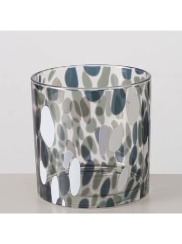 Boltze Świecznik "Dotty" w kolorze biało-zielonym - wys. 15 x Ø 15 cm