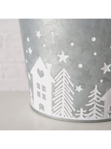 Boltze Osłonka "Skagen" w kolorze jasnoszarym na doniczkę - wys. 13,5 cm